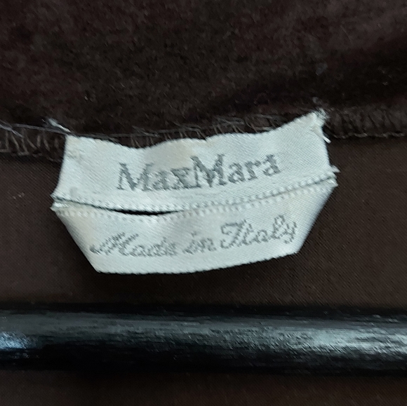 MaxMara stretch velvet faux wrapped side ruched long sleeve top - Picture 4 of 7